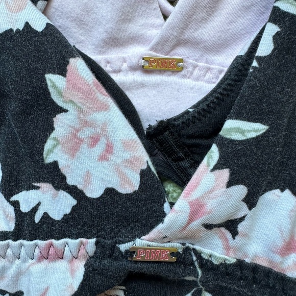 VS PINK • 2 Piece Black Floral & Pastel Pink Women's Bralette Set - Picture 8 of 11